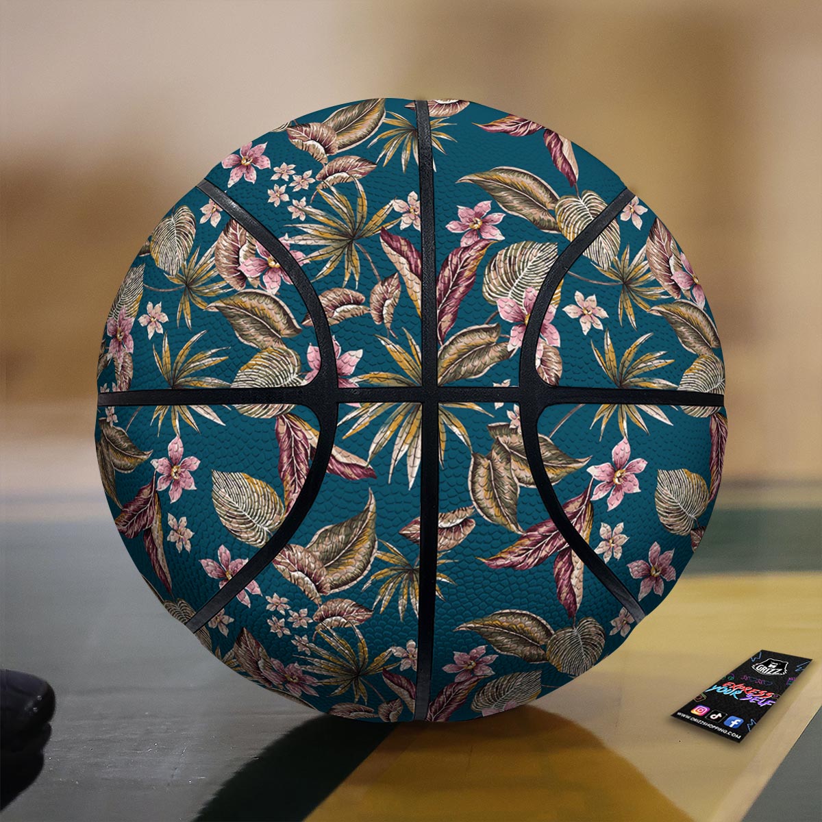 Tropical Teal Print Pattern Basketball-grizzshop