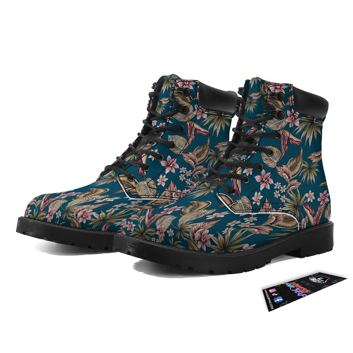 Tropical Teal Print Pattern Boots-grizzshop