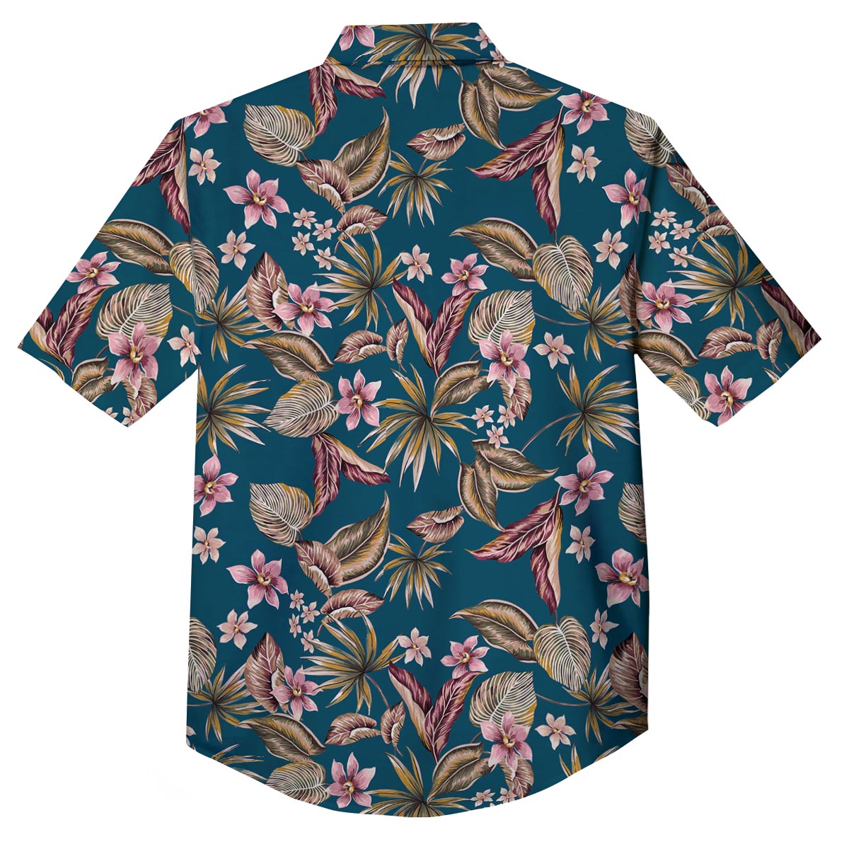 Tropical Teal Print Pattern Button Up Shirt-grizzshop