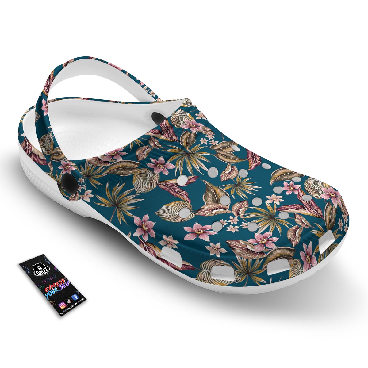 Tropical Teal Print Pattern Clog-grizzshop