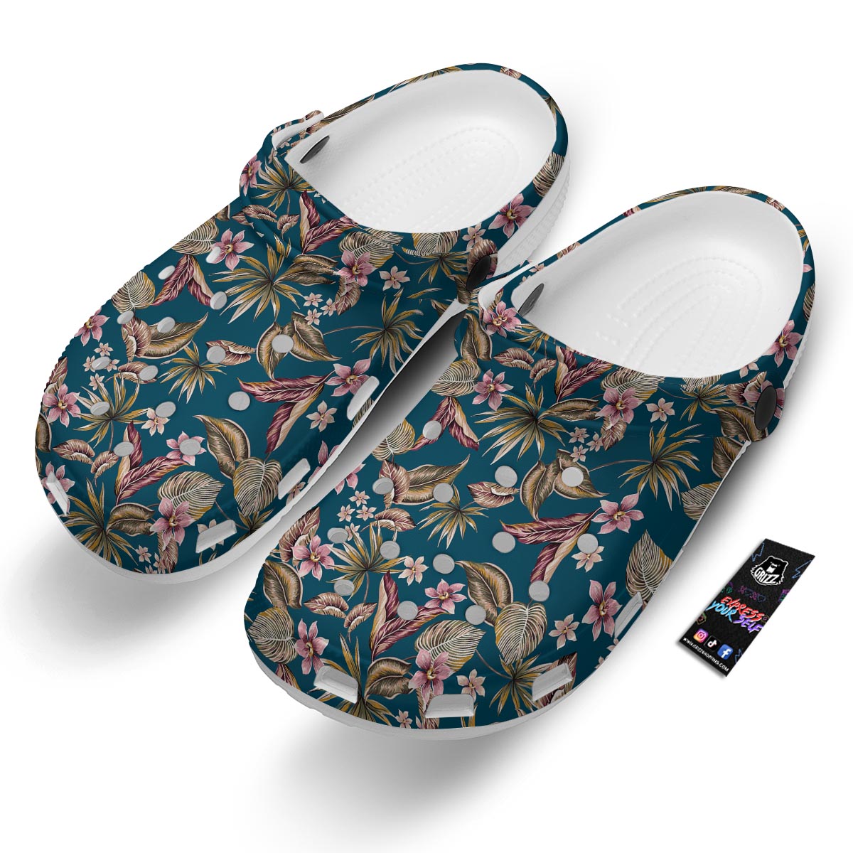 Tropical Teal Print Pattern Clog-grizzshop