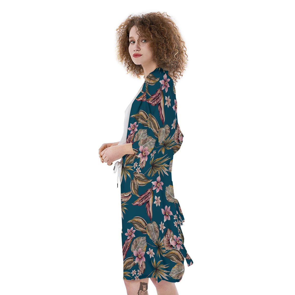 Tropical Teal Print Pattern Kimono-grizzshop