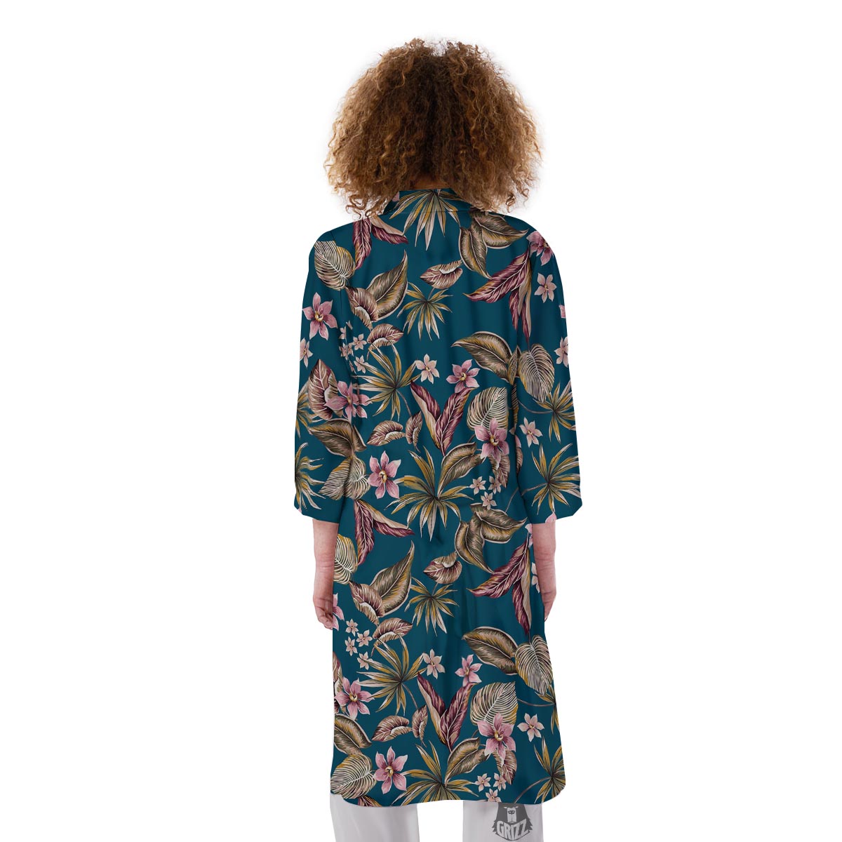 Tropical Teal Print Pattern Kimono-grizzshop