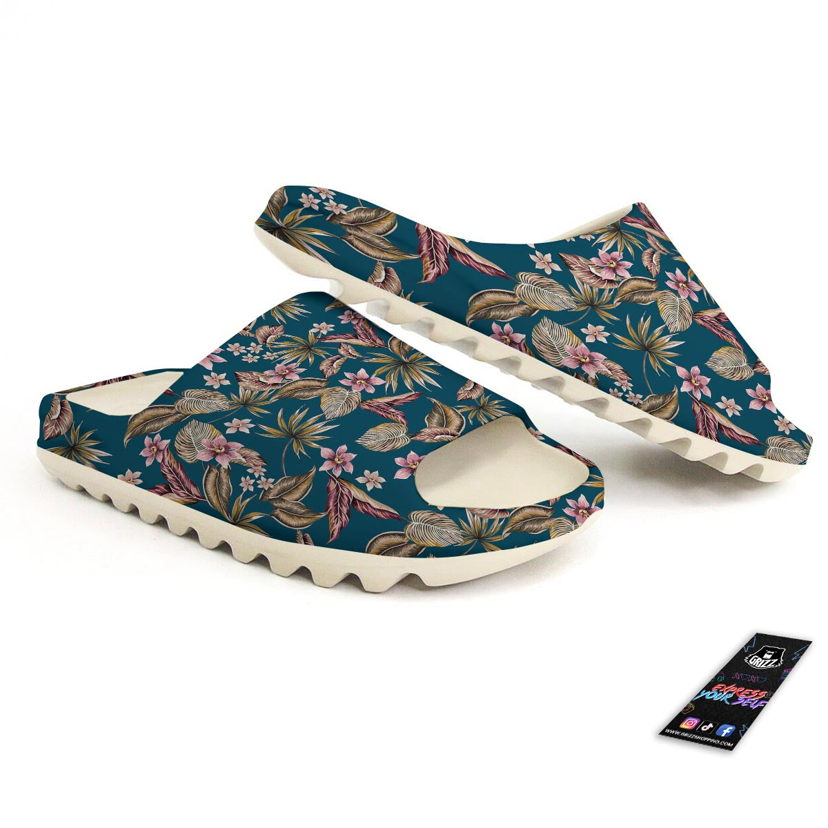 Tropical Teal Print Pattern Sandals-grizzshop