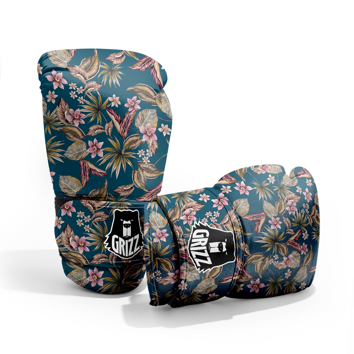 Tropical Teal Print Pattern Sparring Gloves-grizzshop