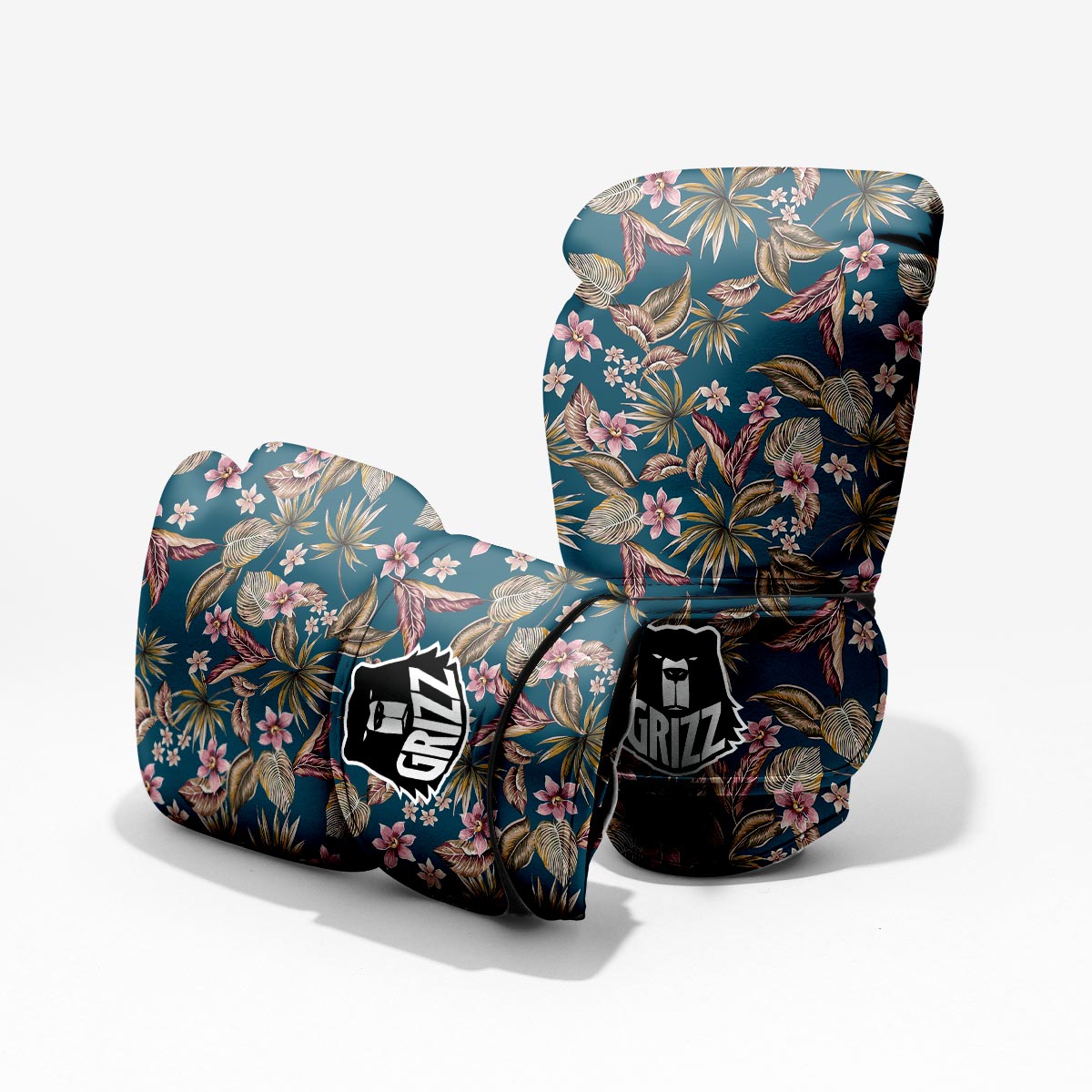 Tropical Teal Print Pattern Sparring Gloves-grizzshop