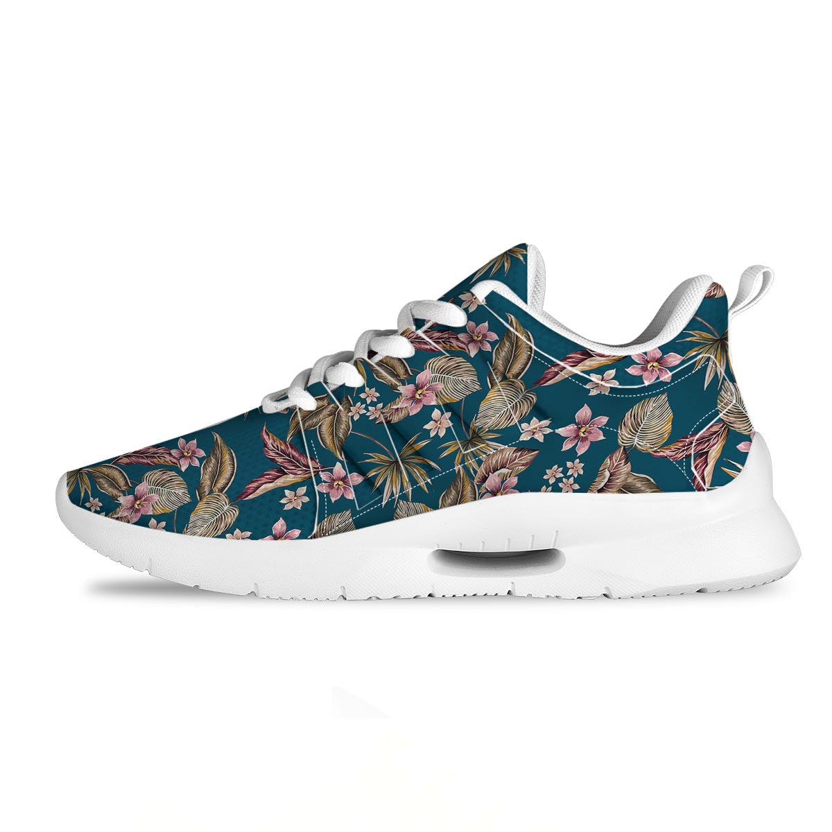 Tropical Teal Print Pattern Tennis Shoes-grizzshop