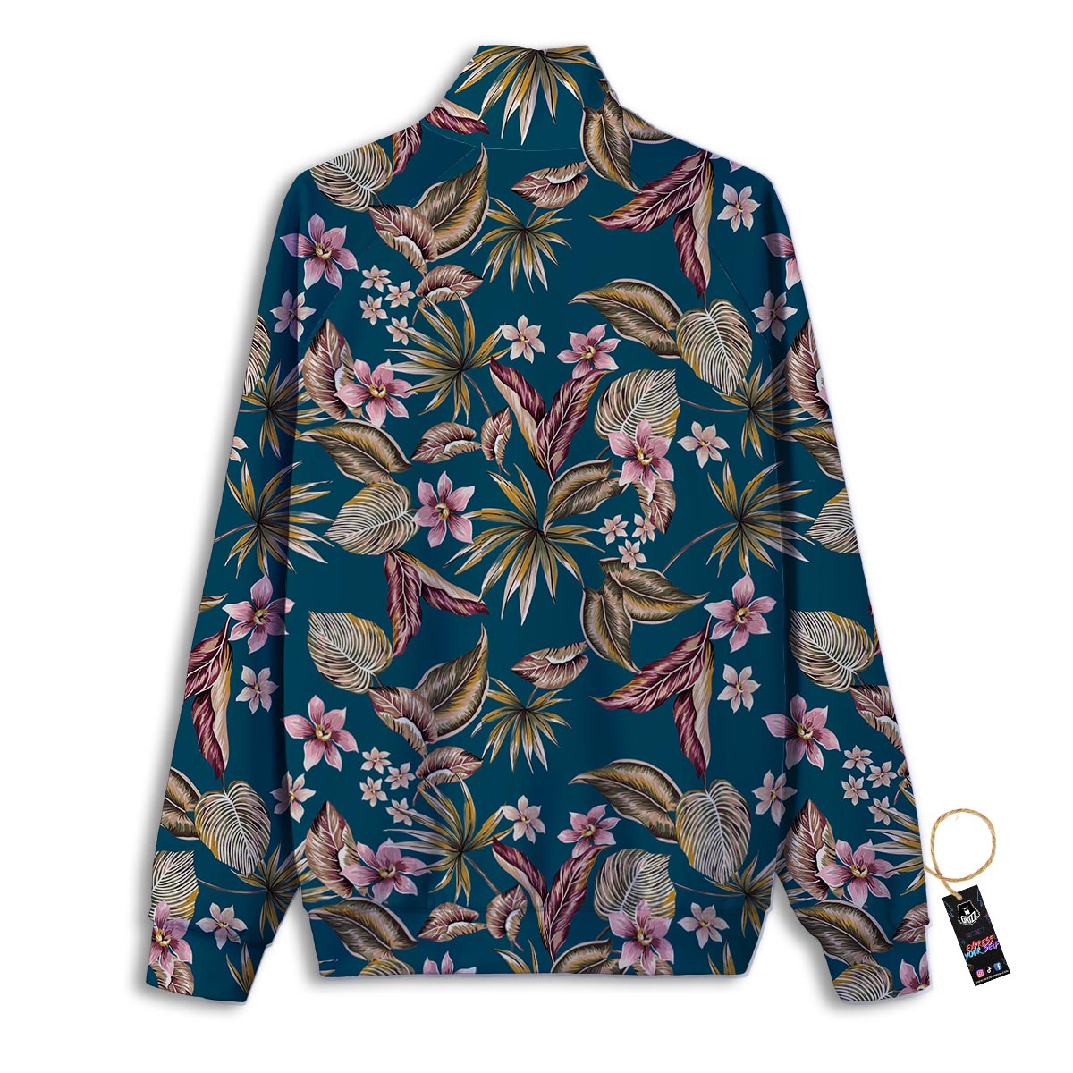 Tropical Teal Print Pattern Track Jacket-grizzshop