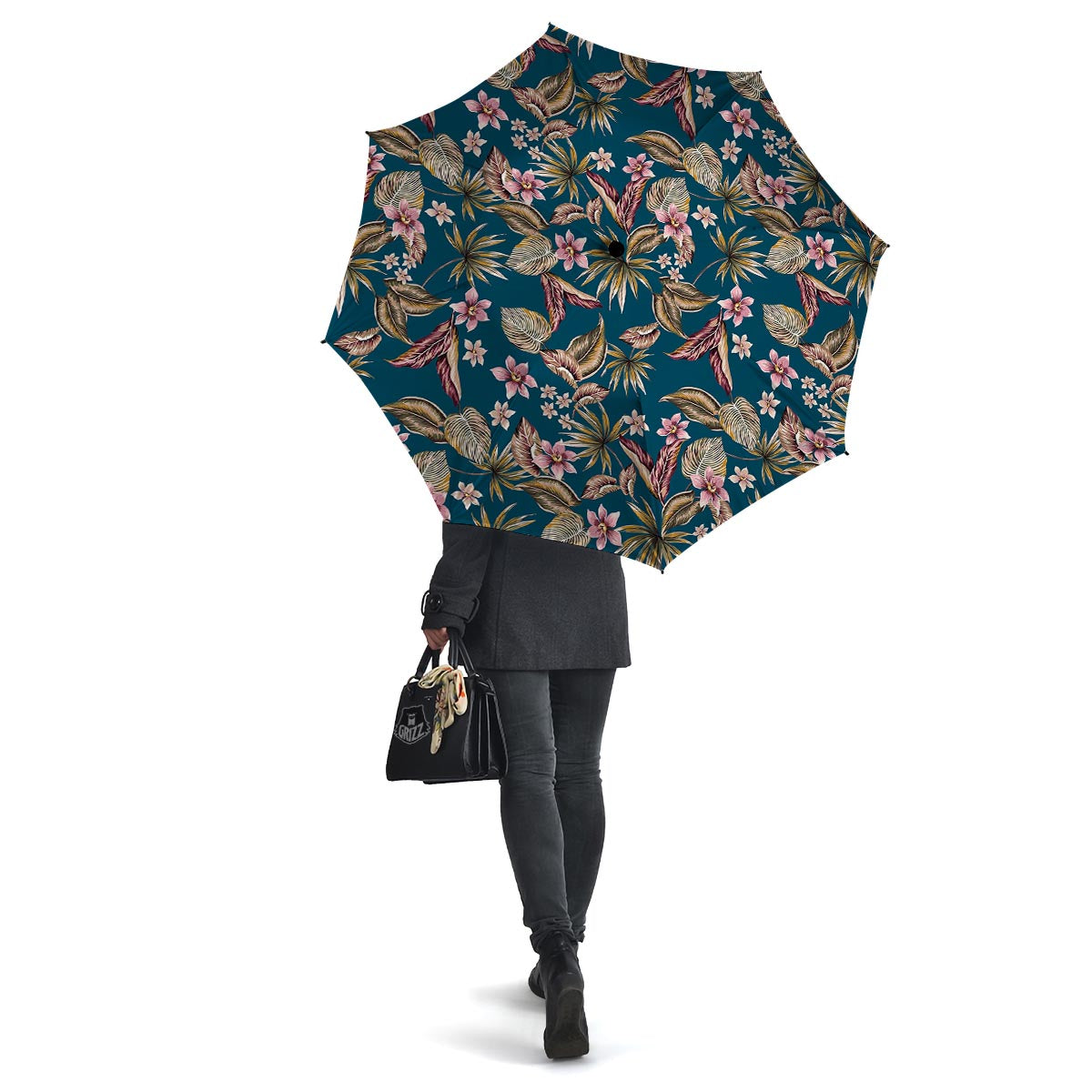 Tropical Teal Print Pattern Umbrella-grizzshop