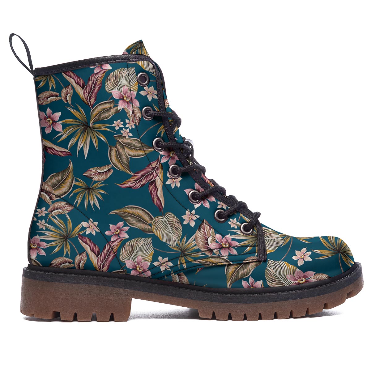 Tropical Teal Print Pattern Work Boots-grizzshop