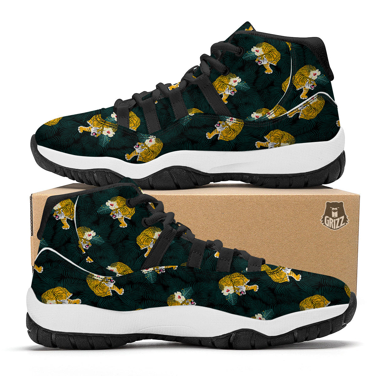 Tropical Tiger Black Bball Shoes-grizzshop