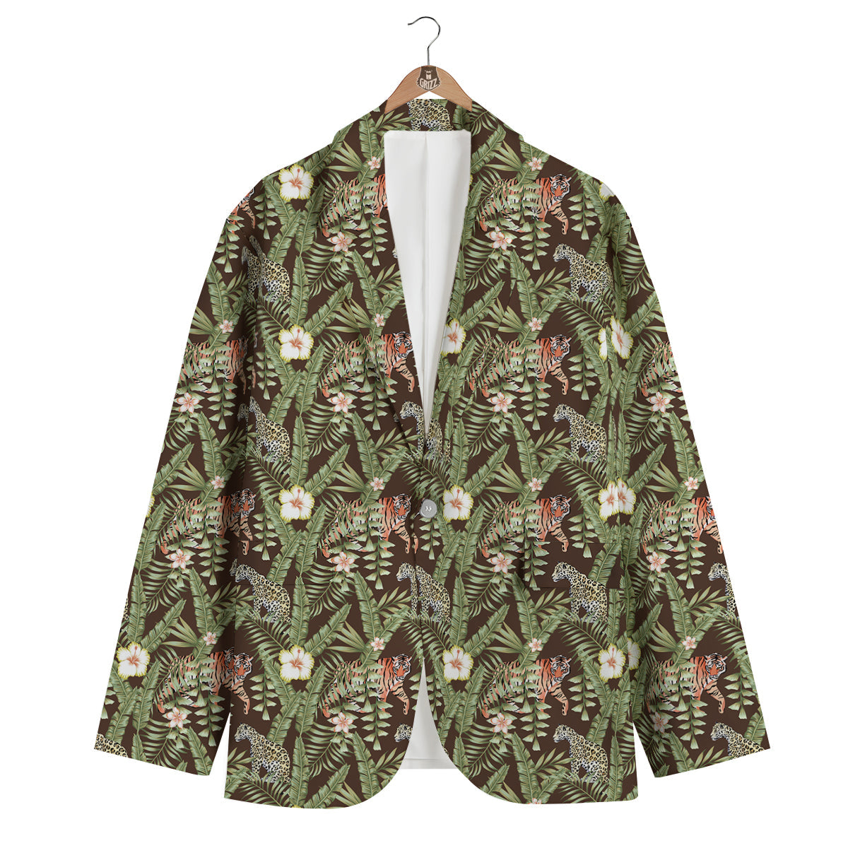 Tropical Tiger Leopard Men's Blazer-grizzshop
