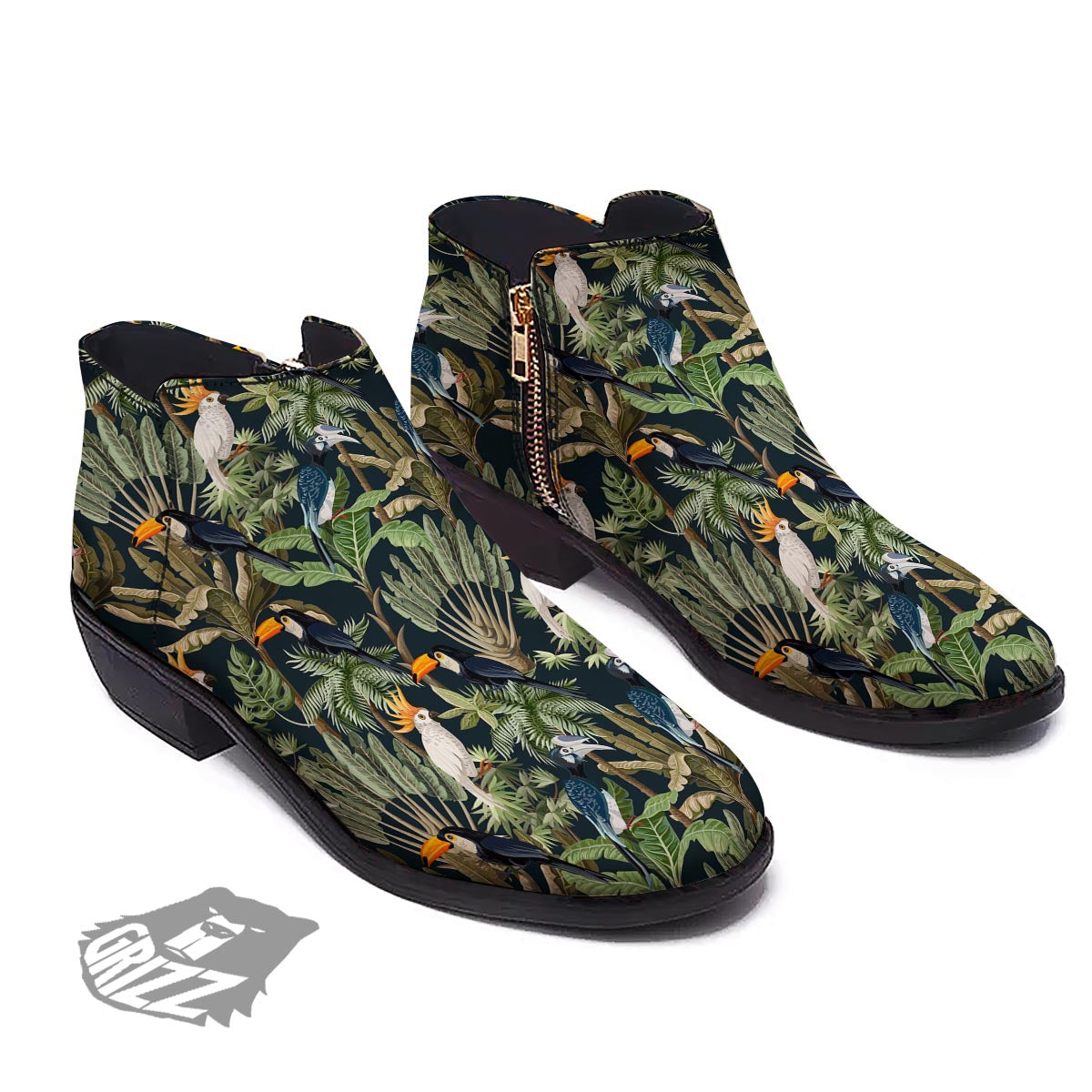 Tropical Toucan Parrot Print Pattern Ankle Boots-grizzshop