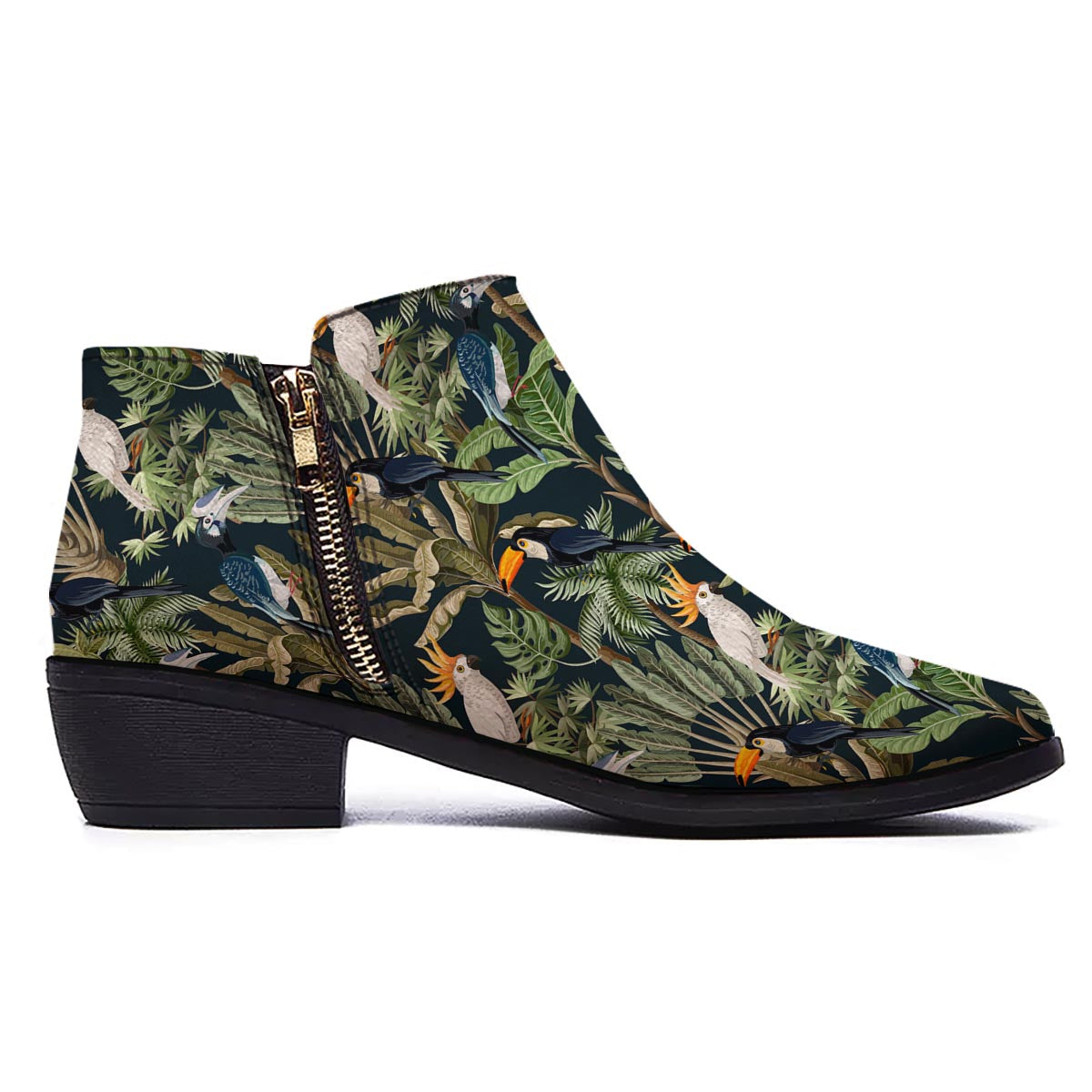 Tropical Toucan Parrot Print Pattern Ankle Boots-grizzshop