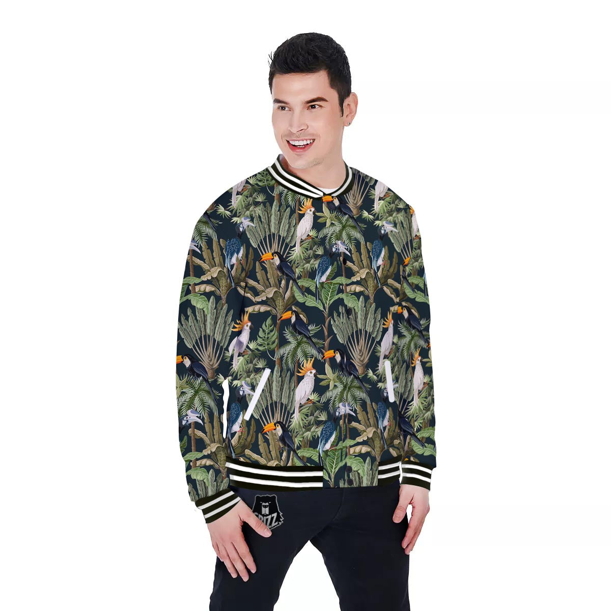 Tropical Toucan Parrot Print Pattern Baseball Jacket-grizzshop