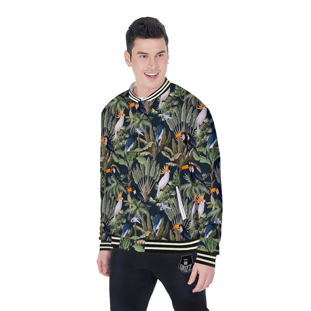 Tropical Toucan Parrot Print Pattern Baseball Jacket-grizzshop
