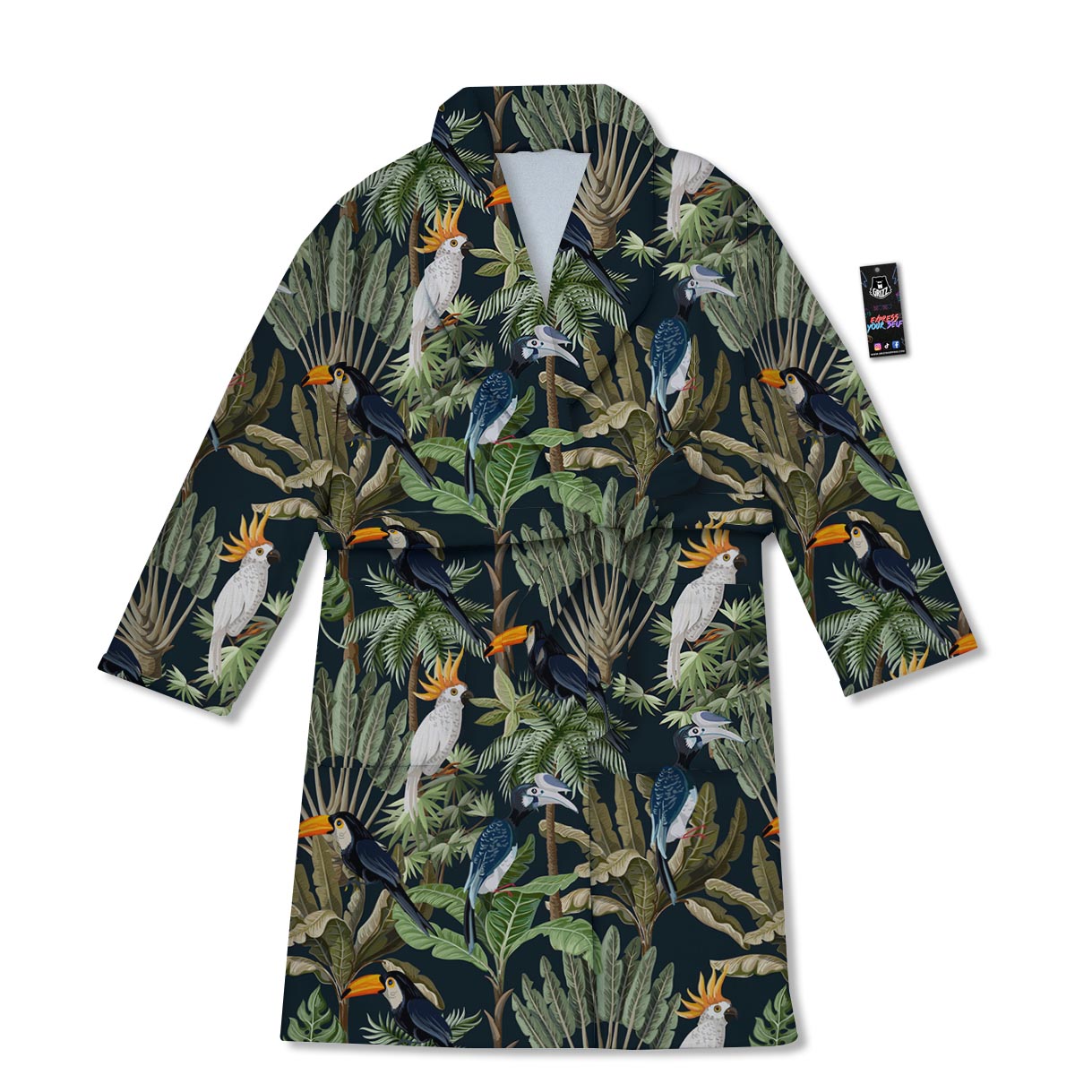 Tropical Toucan Parrot Print Pattern Bathrobe-grizzshop
