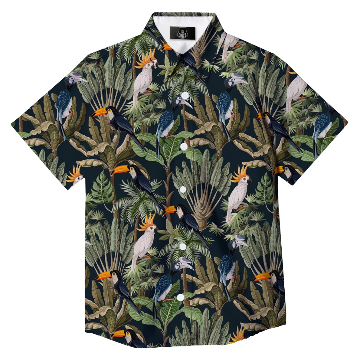 Tropical Toucan Parrot Print Pattern Button Up Shirt-grizzshop