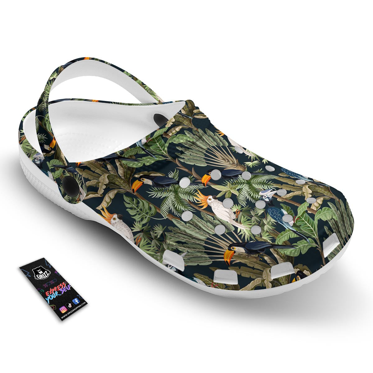 Tropical Toucan Parrot Print Pattern Clog-grizzshop