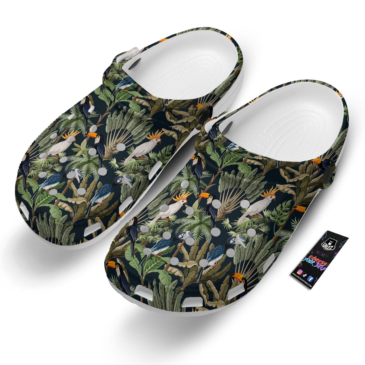 Tropical Toucan Parrot Print Pattern Clog-grizzshop