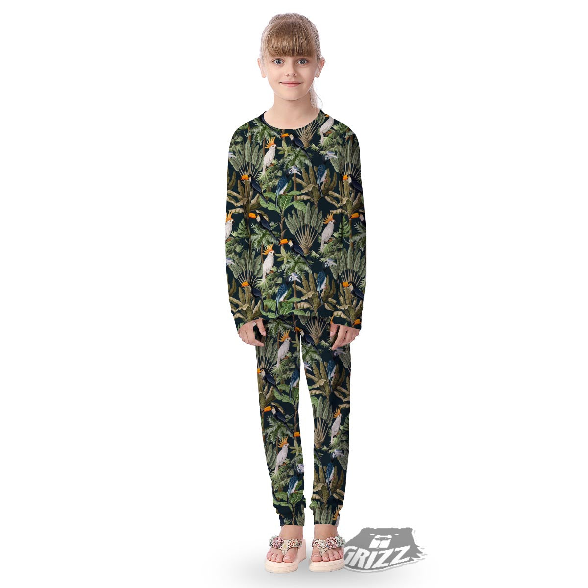 Tropical Toucan Parrot Print Pattern Kid's Pajamas-grizzshop