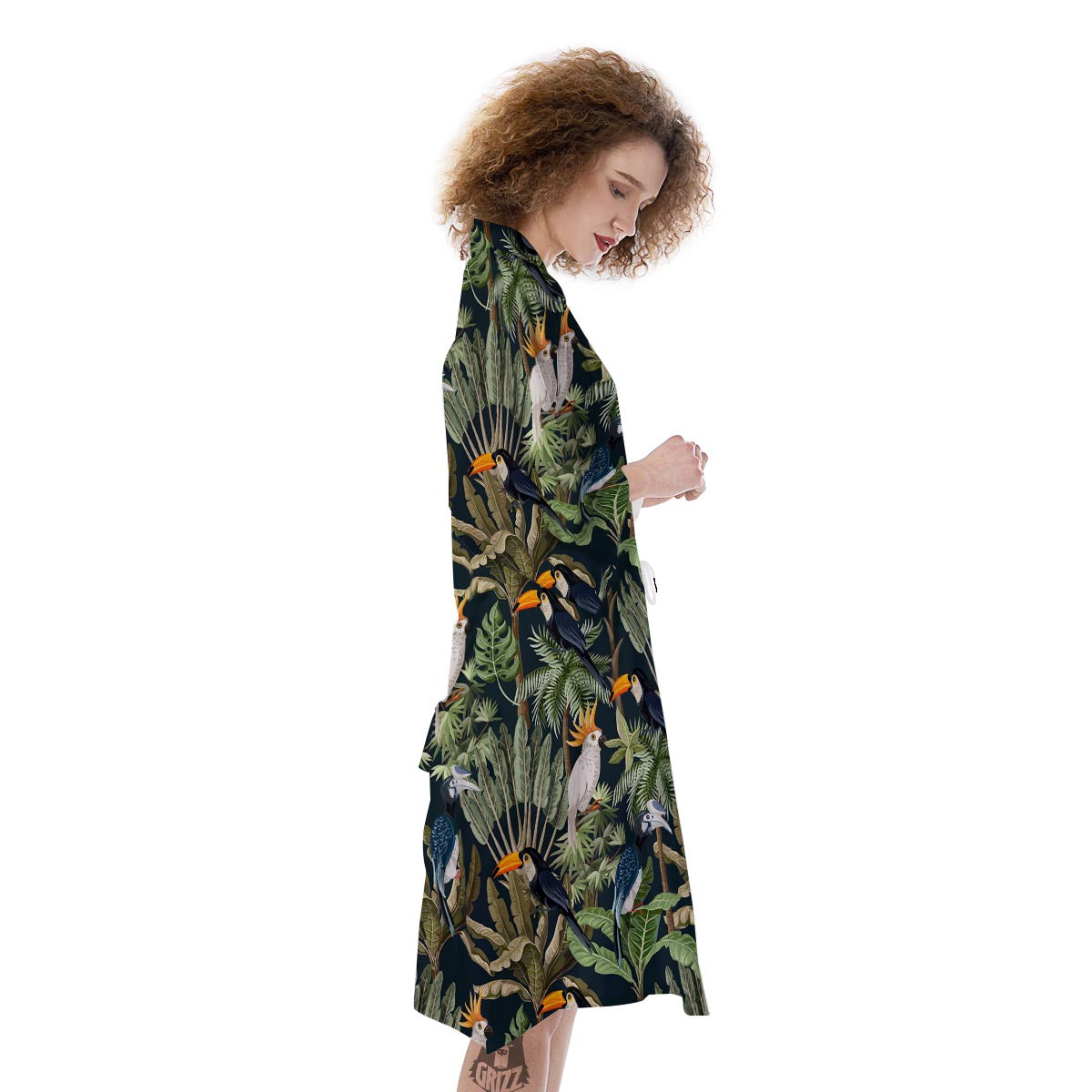 Tropical Toucan Parrot Print Pattern Kimono-grizzshop