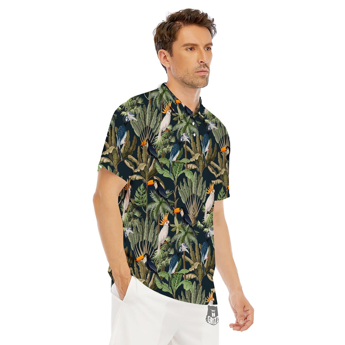 Tropical Toucan Parrot Print Pattern Men's Golf Shirts-grizzshop