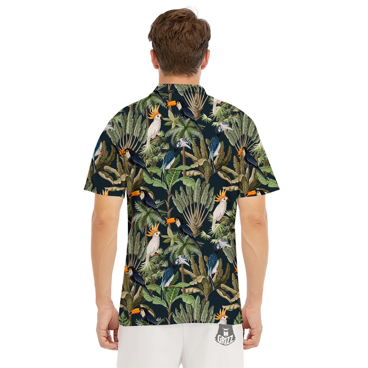 Tropical Toucan Parrot Print Pattern Men's Golf Shirts-grizzshop