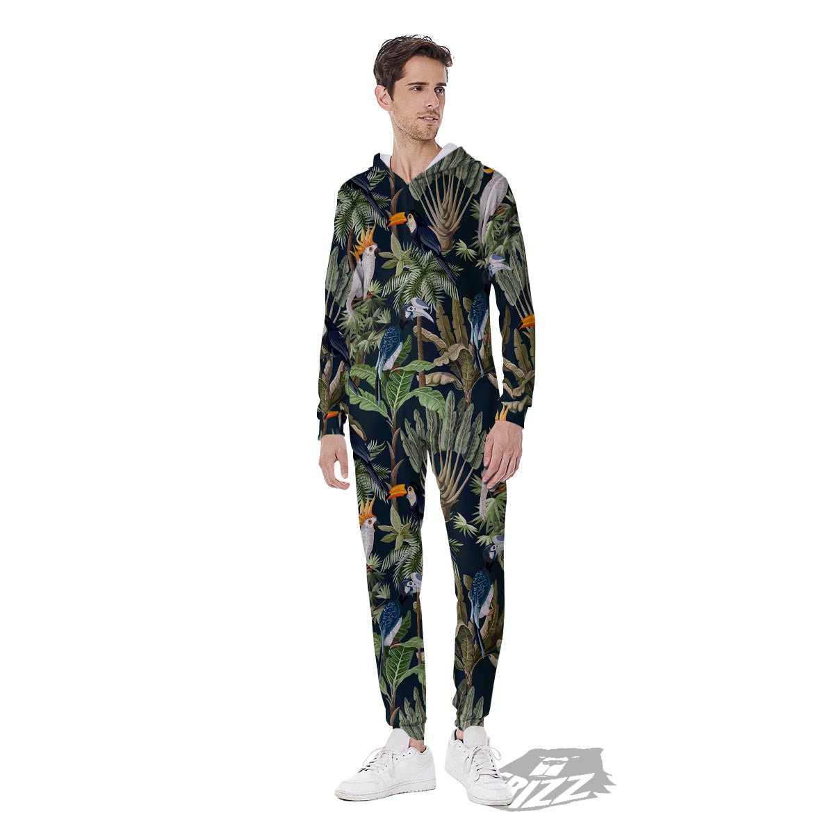 Tropical Toucan Parrot Print Pattern Men's Jumpsuit-grizzshop