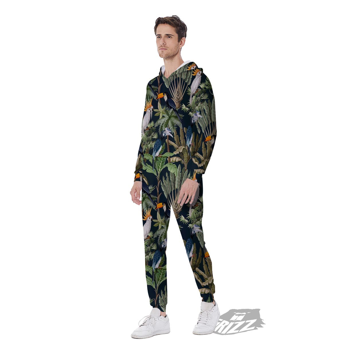 Tropical Toucan Parrot Print Pattern Men's Jumpsuit-grizzshop