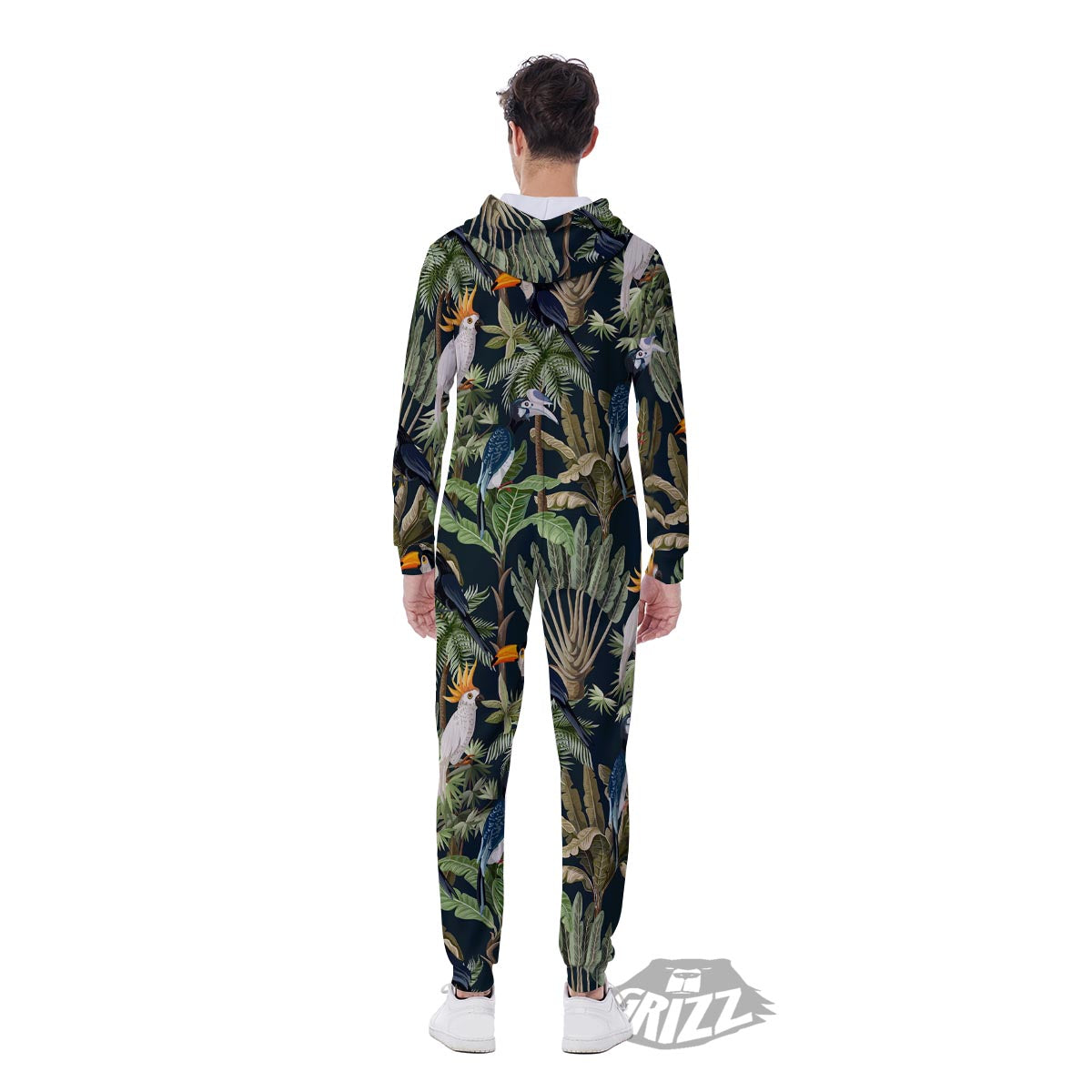 Tropical Toucan Parrot Print Pattern Men's Jumpsuit-grizzshop