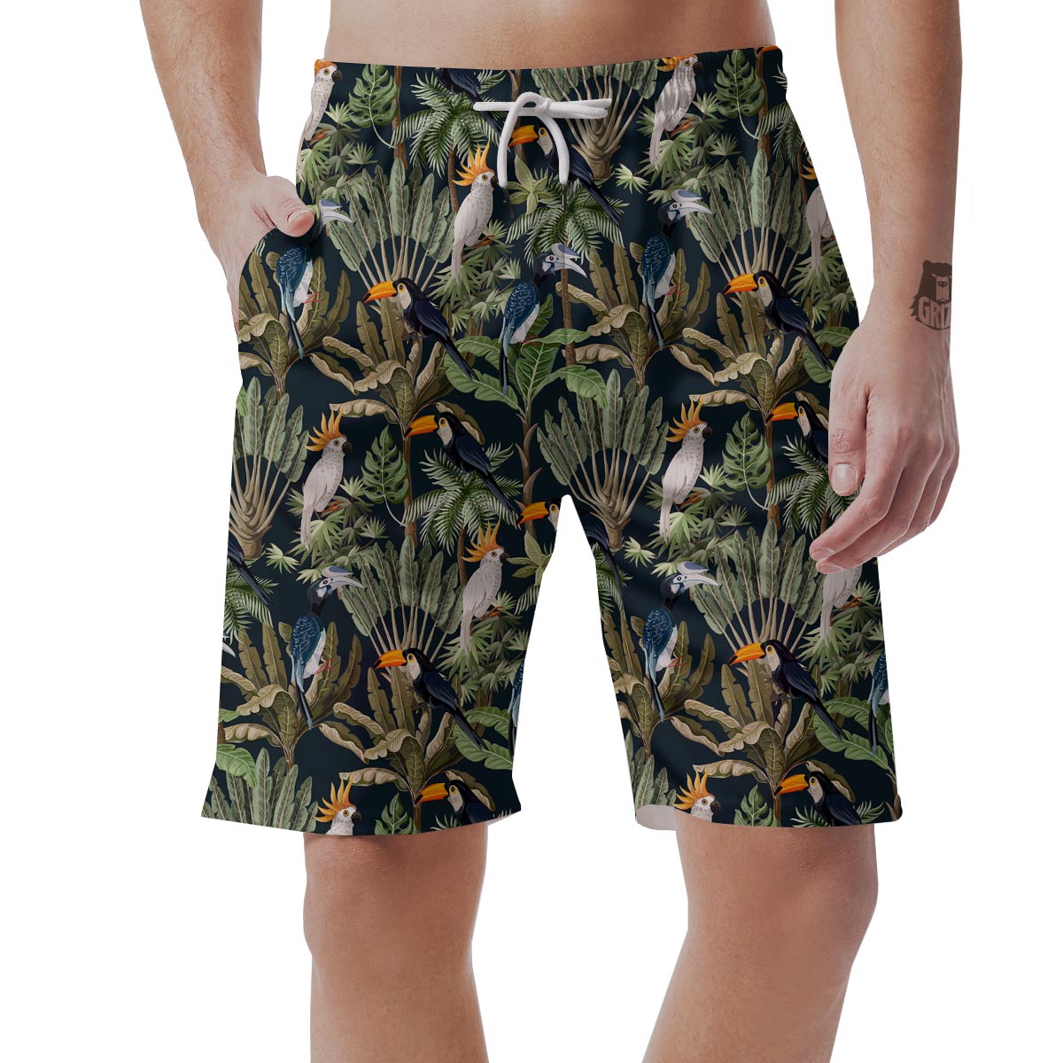 Tropical Toucan Parrot Print Pattern Men's Shorts-grizzshop