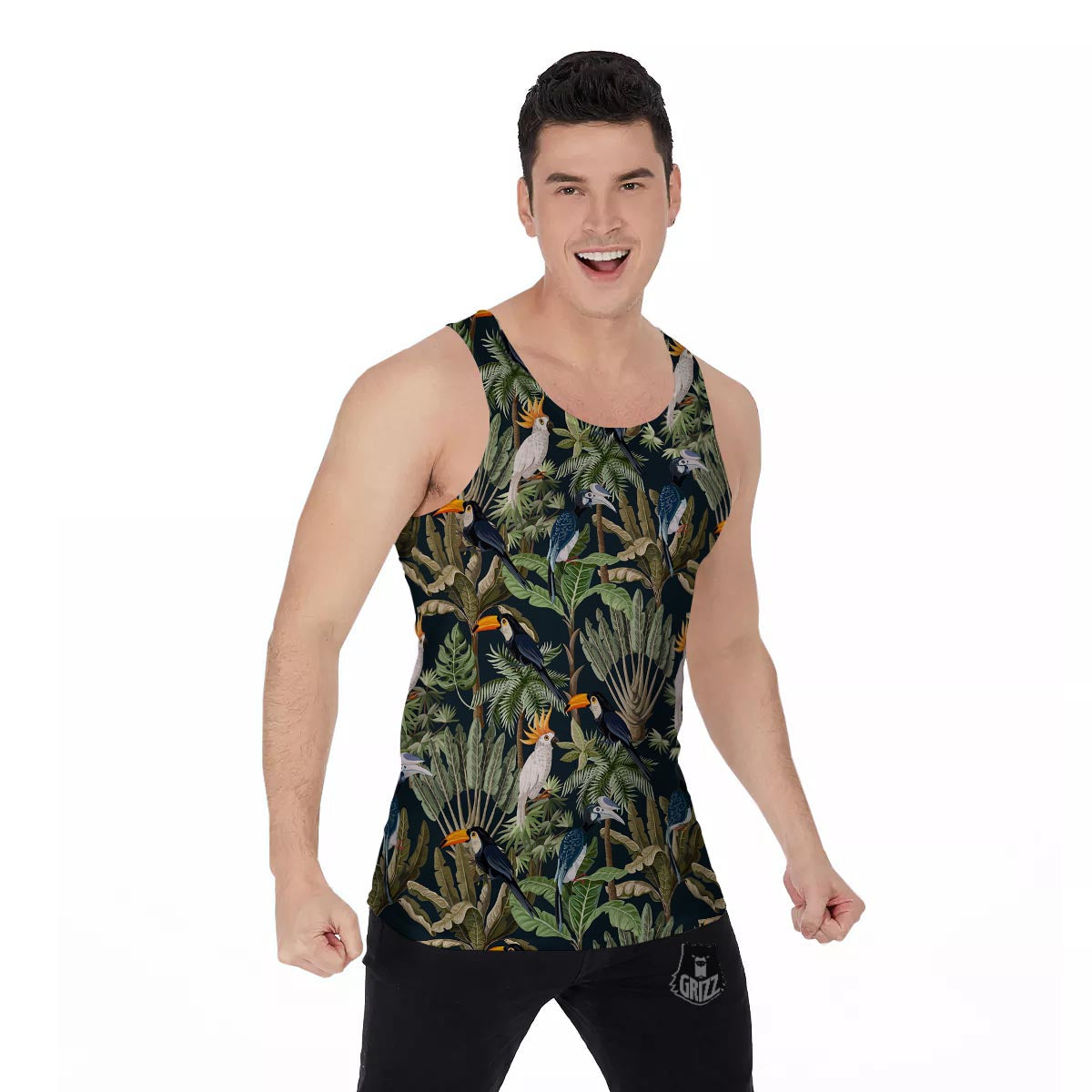 Tropical Toucan Parrot Print Pattern Men's Tank Top-grizzshop