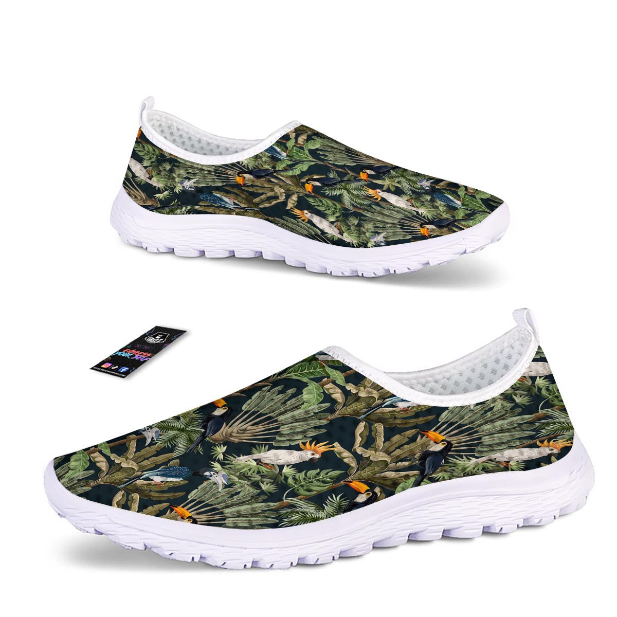 Tropical Toucan Parrot Print Pattern Nurse Shoes-grizzshop