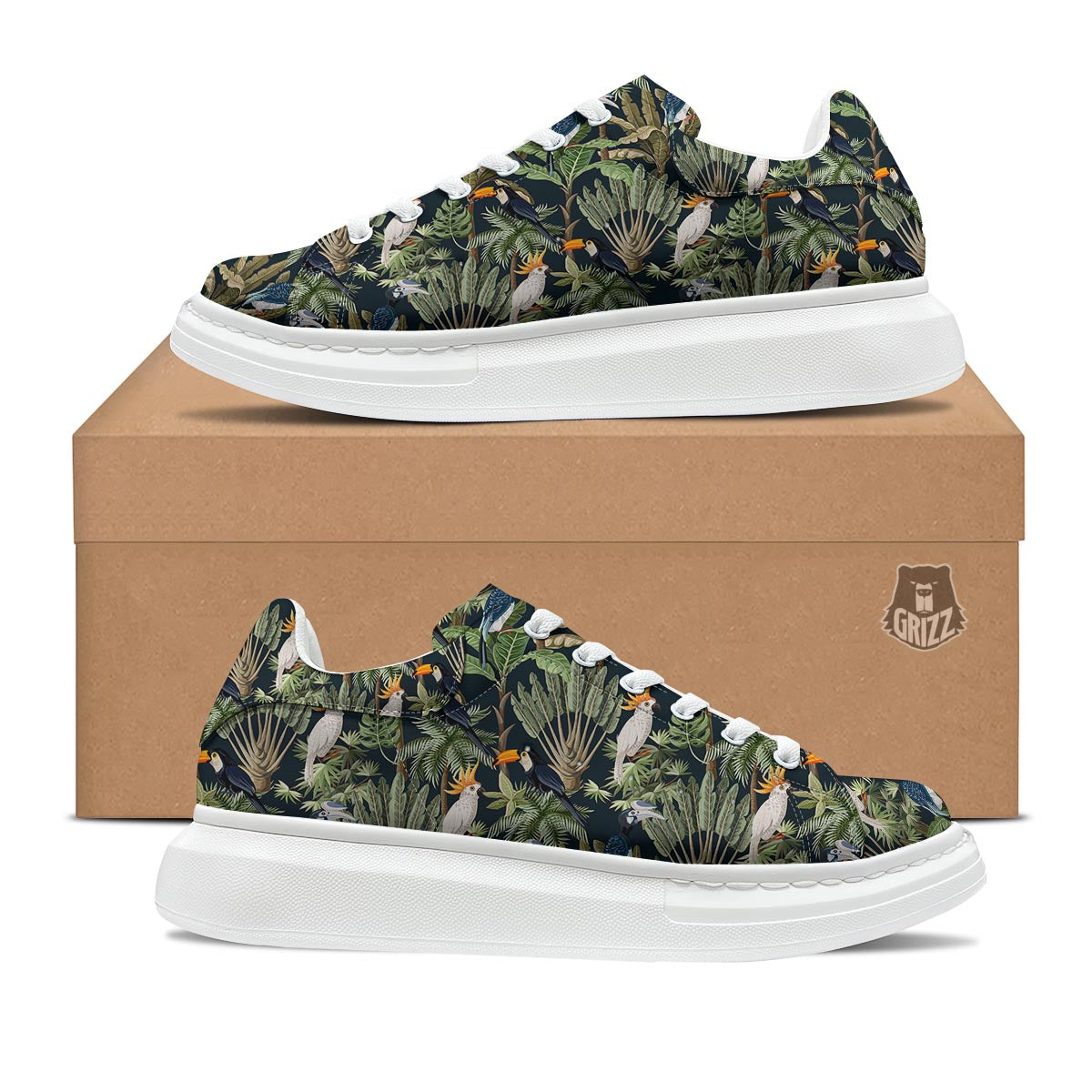 Tropical Toucan Parrot Print Pattern Platform Shoes-grizzshop