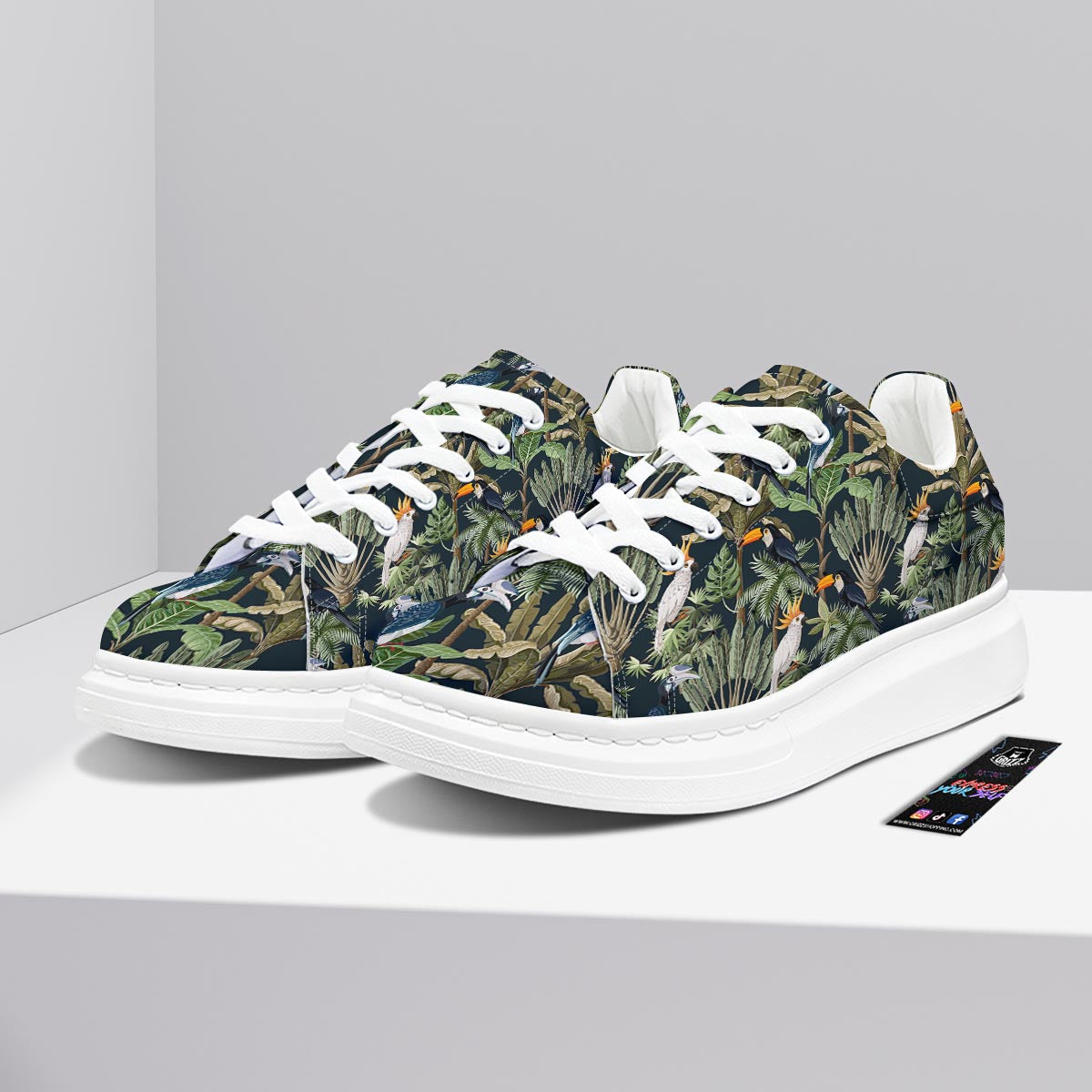 Tropical Toucan Parrot Print Pattern Platform Shoes-grizzshop
