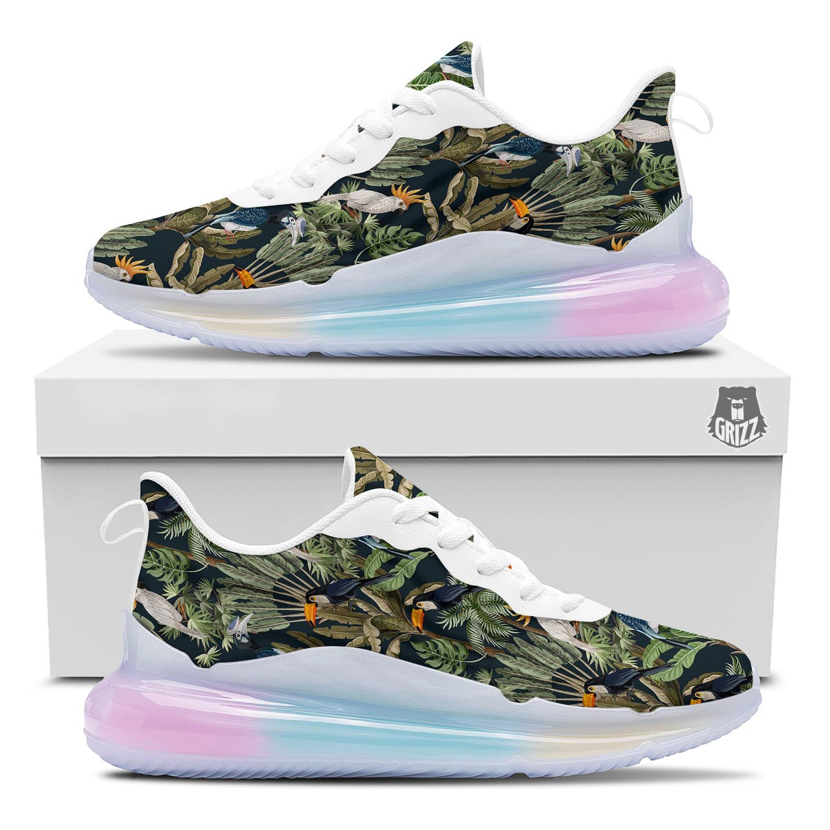Tropical Toucan Parrot Print Pattern Running Sneakers-grizzshop