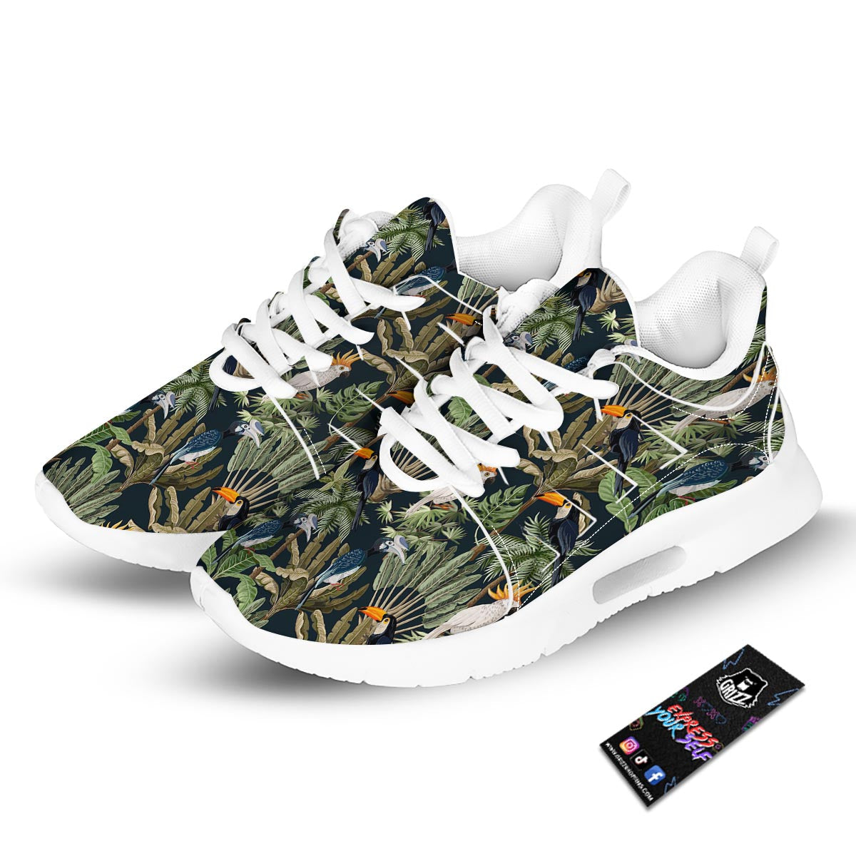 Tropical Toucan Parrot Print Pattern Tennis Shoes-grizzshop