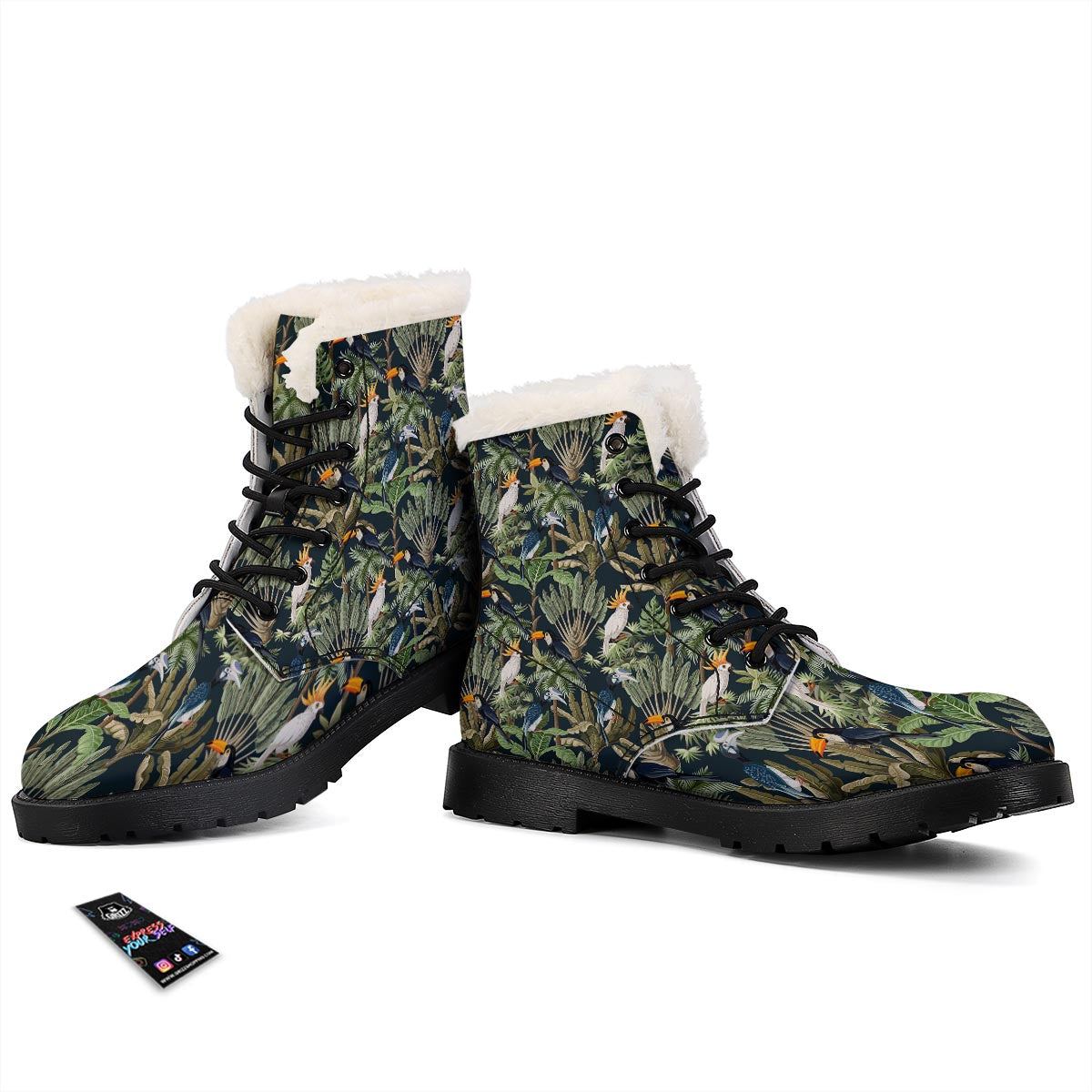 Tropical Toucan Parrot Print Pattern Winter Boots-grizzshop