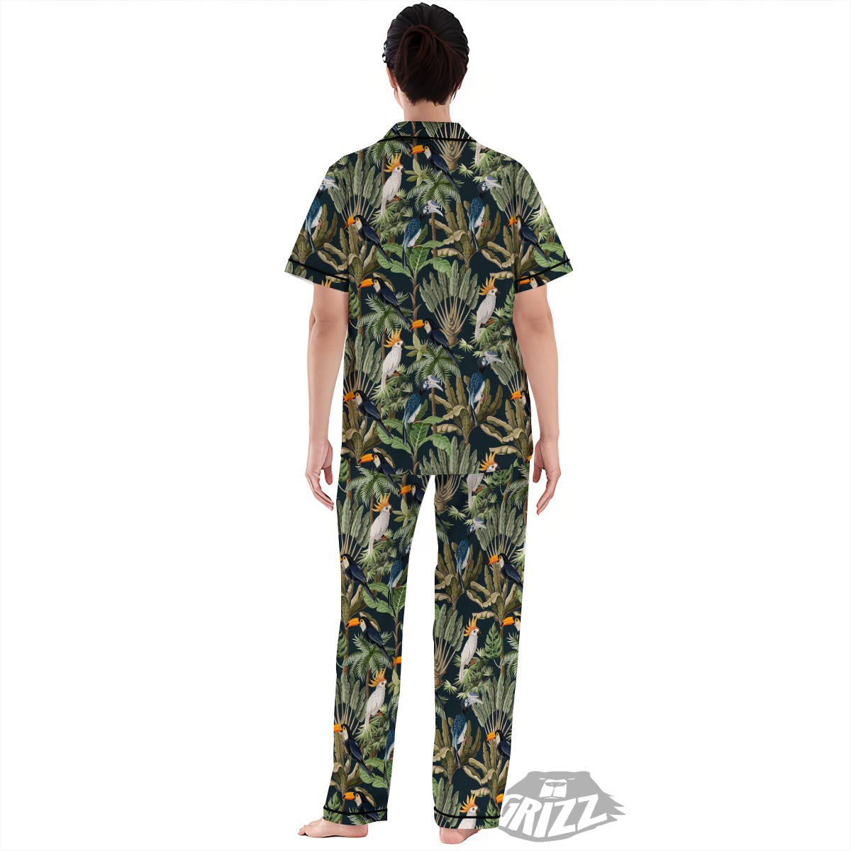 Tropical Toucan Parrot Print Pattern Women's Pajamas Set-grizzshop