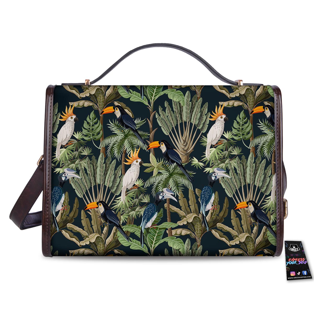 Tropical Toucan Parrot Print Pattern Women's Satchel Bag-grizzshop