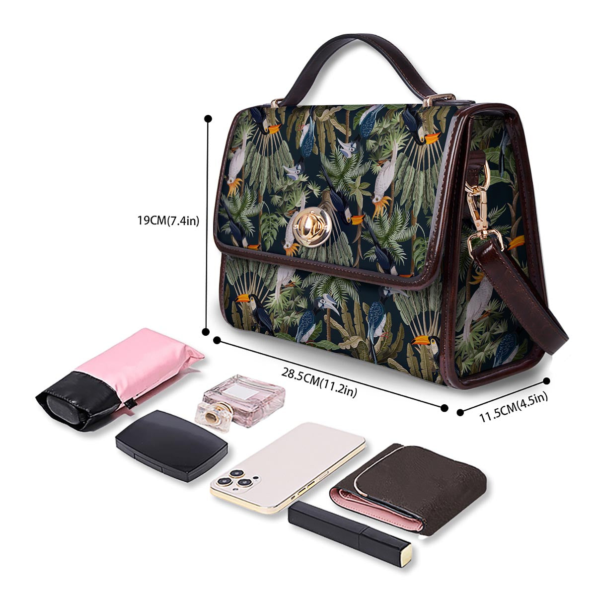 Tropical Toucan Parrot Print Pattern Women's Satchel Bag-grizzshop