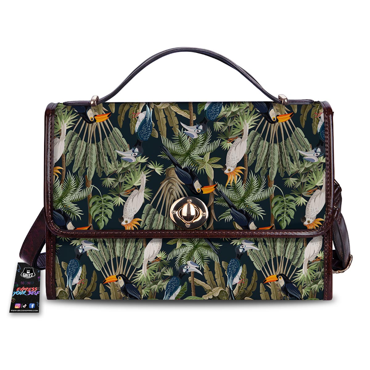 Tropical Toucan Parrot Print Pattern Women's Satchel Bag-grizzshop