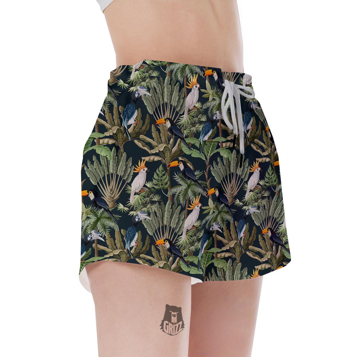 Tropical Toucan Parrot Print Pattern Women's Shorts-grizzshop