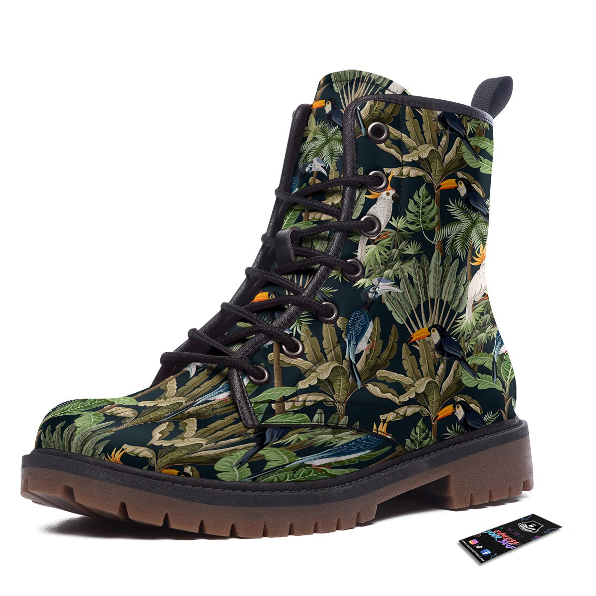 Tropical Toucan Parrot Print Pattern Work Boots-grizzshop