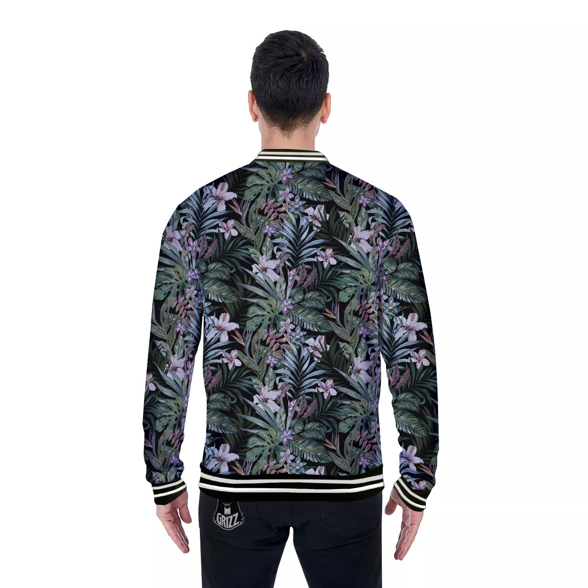Tropical Vintage Floral Print Pattern Baseball Jacket-grizzshop