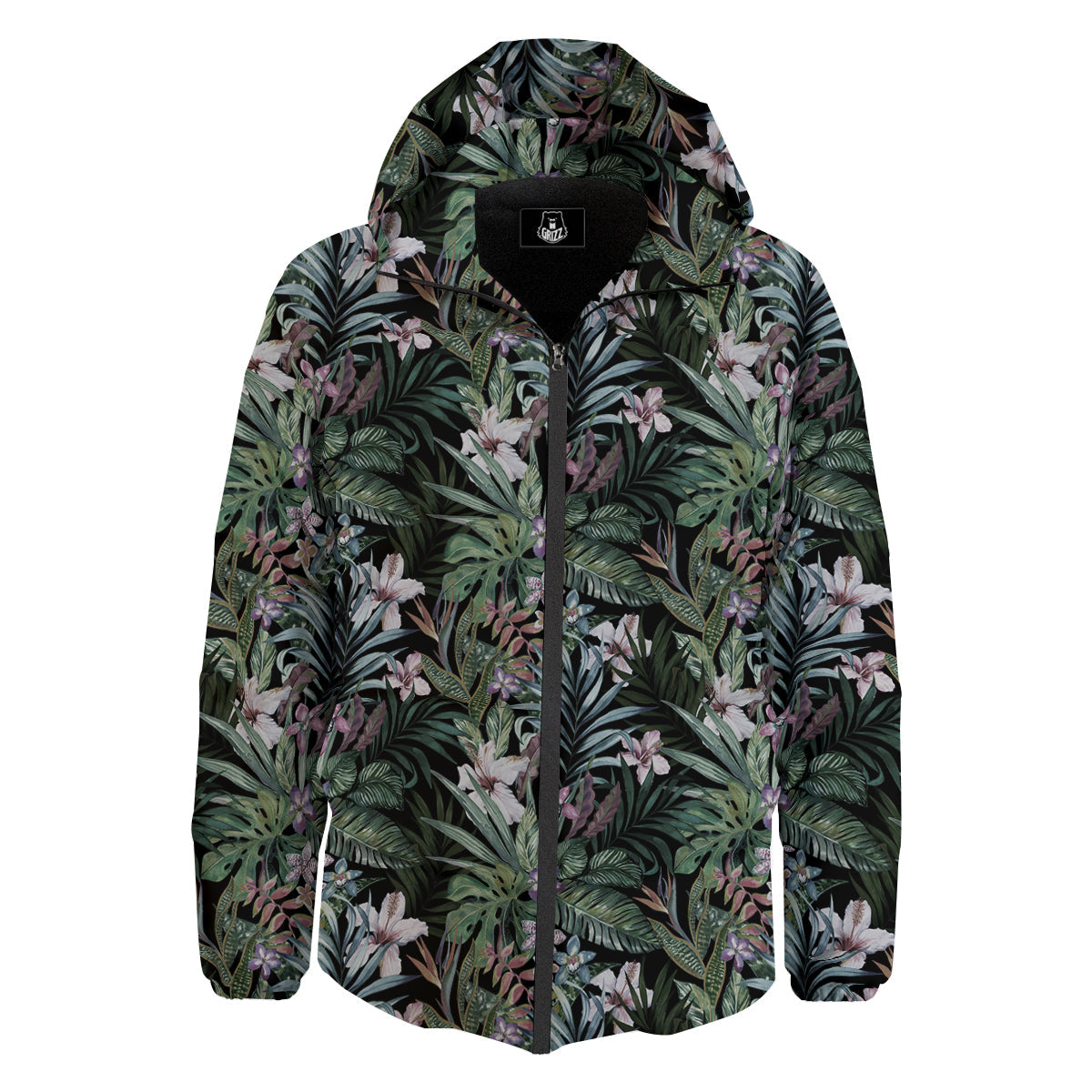 Tropical Vintage Floral Print Pattern Down Jacket-grizzshop