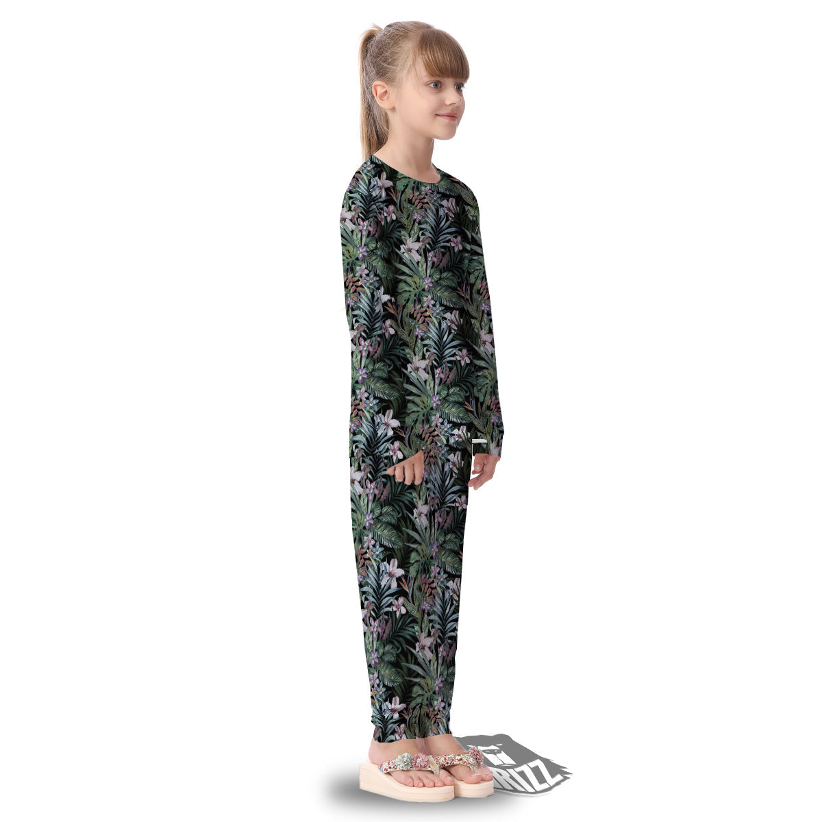 Tropical Vintage Floral Print Pattern Kid's Pajamas-grizzshop
