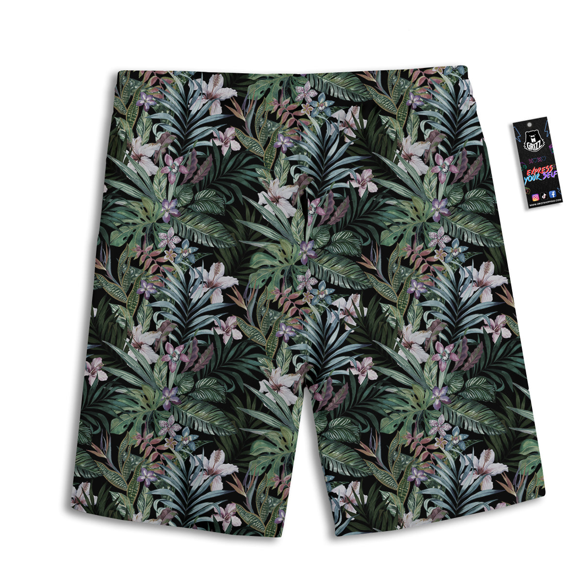 Tropical Vintage Floral Print Pattern Men's Athletic Shorts