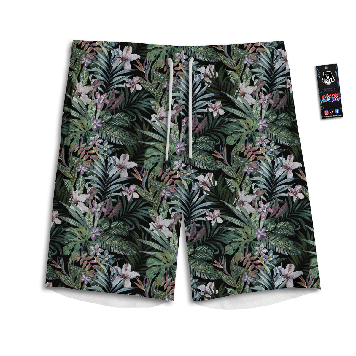 Tropical Vintage Floral Print Pattern Men's Athletic Shorts